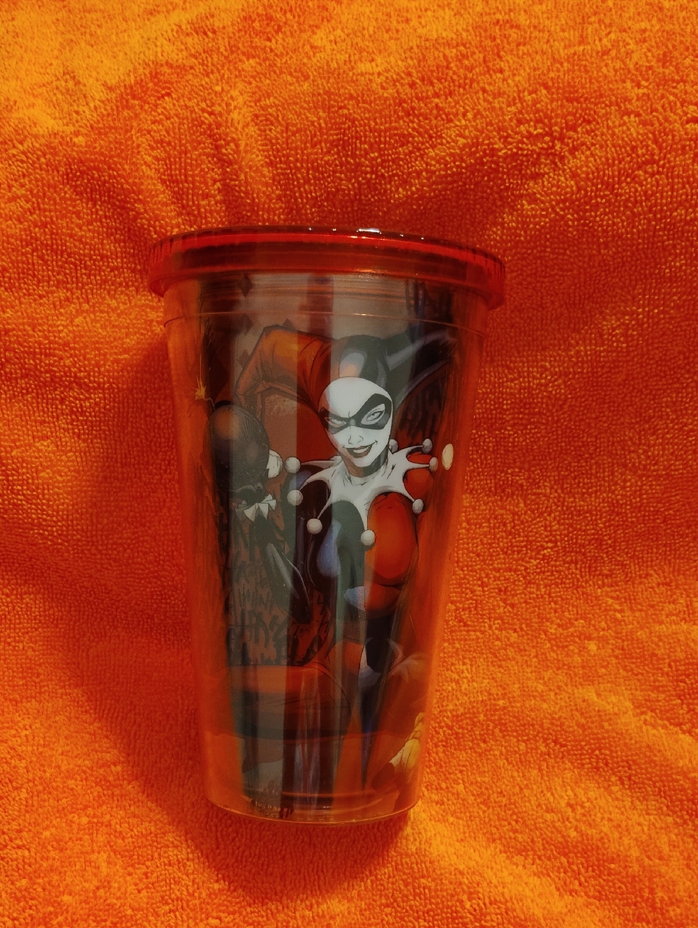 Harley Quinn Orange Double-Wall Insulated Tumbler with Lid No Straw
